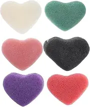 LIFKOME 6Pcs Heart Shape Face Cleansing Sponge Exfoliating Facial Scrubber for Gentle Cleansing and Skin Care Routine