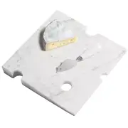 12x12" Natural Marble Wedge Cheese Board Set with Mouse Knife, Hand Crafted M...