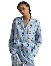 [Polo Ralph Lauren] Long Sleeve Button Down Pyjama Set in Oxford Blue