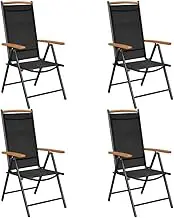 Folding Garden Chairs 4 pcs Aluminium and Textilene Black,Outdoor Chairs 18.6KG-41733