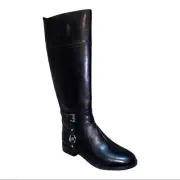 MICHAEL Michael Kors Preston Tall Black Leather Riding Boots Size 5.5M New