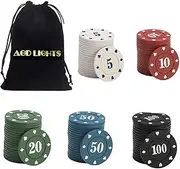 AGD LIGHTS Poker Chips 100PCS Poker Chips Set Plastic Learning Counters Disks for Home Game Holdem Poker Nights Party Supplies