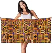 SAAKE African Tribal Ethnic Texture Print Bath Towels Soft Skin Velvet Beach Towel Oversized Adults Quick Dry Lightweight