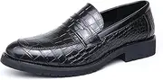 [LVOMU] Men's Plaid Printed Leather Loafers Comfort Business Slip-on Dress Business Oxford Shoes Round Toe Low Block Heel Casual Leather Shoes for Office Work Walking Driving