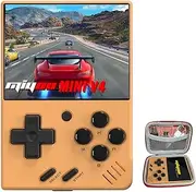 Miyoo Miyoo Mini V4 Retro Game Console, Portable Handheld Game Console with Storage Case 2.8''HD Screen 2000mah Battery, Support RTC, Yellow