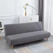 Armless Futon Sofa Bed Covers - Highly Elastic Soft Folding Sofa Covers Without Armrests, Armless Sofa Bed Throw, Couch Sofa Protection Suitable for 2-3 Seater Folding Sofa (Grey Wave)