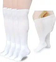 VEIGIKE Diabetic Edema Socks, Extra Wide Lymphedema Socks Walking boot sock, Bariatric Cast Sock for Men Women, 2 Pairs(white), One Size, 2pairs(white), One Size