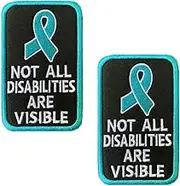 2 Packs Emotional Animal Patch Not All Disabilities are Visible Vests/Harnesses Tactical Military Badge Emblem Embroidered Fastener Hook & Loop Patches Appliques 3.15 Inch Sized