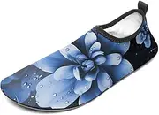 [BTCOWZRV] Water Shoes for Women Men Blue Flower Water Sports Shoes Slip-on Breathable Lightweight Athletic Aqua Sock