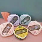 Cute Cartoon Square Plastic Portable Microwave Lunch Box For Students And Office