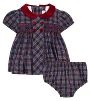 [La Coqueta] La Coqueta Baby Arcadia checked cotton playsuit M 36 blue