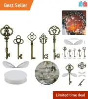 Elegant Vintage Skeleton Key Pendants with Dragonfly Wings - Complete DIY Set