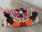 NWT Circus By Sam Edelman Women’s TASSELS FLAP CROSSBODY STRAW BAG