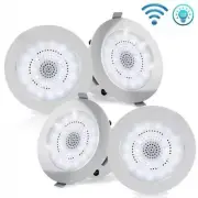 Pyle 4’’ Bluetooth Ceiling/Wall Speakers, 4 2-Way Speakers w/ Built-in LED Light