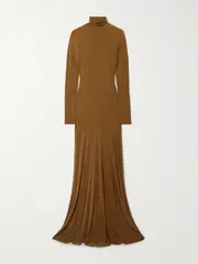 [SAINT LAURENT] SAINT LAURENT - Stretch-jersey Maxi Dress - Light brown - FR 34 FR 34 Brown