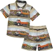 [Caihoyu] Big Boy Short Sleeve Shirt Top+shorts Suits Toddler Little Boys Outfit Infant Little Boy Gift