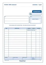 TOP3809 Statement, 2-Part, Carbonless, Phantom Rule, 50 ST/PK