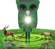 Ultrasonic Cat Repellent, New Ultrasonic Fox Repellent, Solar Powered & Waterproof Animal Deterrent, Flashing Light and USB Charge for Cats, Dogs, Squirrel, Rat, Foxes, Snake, Deer, Wild Animals
