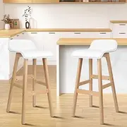 [ALFORDSON] Wooden Bar Stools Set of 2, Counter Stool High Chair with Low Backrest and Footrest for Home Kitchen, 2X Barstools 74cm Height Countertop Dining Chair(Samuel White)