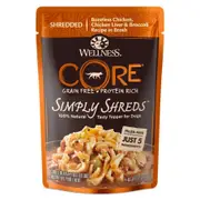 Wellness Core Simply Shreds Chicken Liver & Broccoli Wet Dog Food - 79g Red