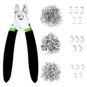 Hog Pliers Kit with 270Pcs 3/4in 1/2in 3/8in Galvanized Steel Hog Rings4697