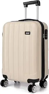 [Kono] 20” 24” 28” Super Lightweight PC Suitcase 4 Wheels Spinner Luggage Vertical Strip Travel Trolley Case in Begie, Beige, 20-inch, Carry-on