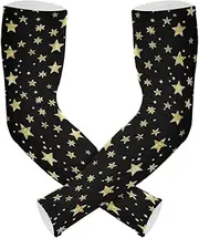 [Yoogain] UV Protection Arm Sleeves Women Gold Star Black Cartoon Compression Sleeve for Volleyball, Basketball, Cycling Anti-Snag cubre brazos, Gold Star Black Cartoon