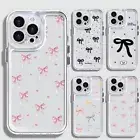 Cute Bow Shockproof Clear Phone Case For iPhone 16 15 Pro Max 14 13 12 11 Cover