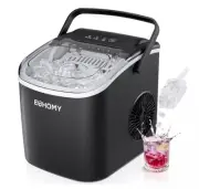 EUHOMY Countertop Ice Maker, 26lbs/24Hrs, Auto-Cleaning, Black, Portable