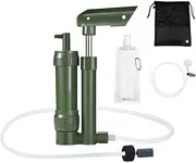 Hand Pump Water Filter 3-Stage Camping Water Purifier Filtration System Survival Gear 0.01 Micron with 500ml Water Bag Storage Bag for Camping Hiking Backpacking Adventure