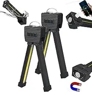 Gym Lamp for Posing, Portable Magnetic Led Flashlight with 7-Position Dimming, Hook, 180° Adjustable Handheld USB Rechargeable Work Light, 4 Modes, Power Camping Lights(2Pcs)