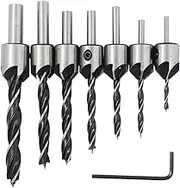 Yakamoz Countersink Drill Bits, Set of 7pcs HSS Countersink Drill Bits Hole Drill Bit Screw Woodworking Chamfer Tool with Hex Key丨3-10mm