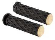Arlen Ness Diamond Fly-by-Wire Handlebar Grips w/Brass End Cap (500-009)