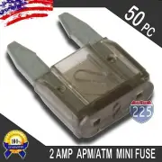 50 Pack 2A Mini Blade Style Fuses APM/ATM 32V Short Circuit Protection Car Fuse