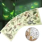 /4 Sheets Dinosaur Wall Decals Glow In The Dark Stickers PVC Dinosaur Decor.