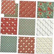 GRADENEVE 10 Sheets Christmas Quilting Cotton Xmas Pattern DIY Craft Materials for Sewing Patchwork Home Decor and Present Wrapping