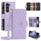 For Samsung Galaxy Z Fold 6 5 4 3 Leather Zipper Card Wallet Shoulder Strap Case