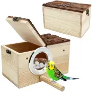Parakeet Nesting Box Wooden Parrot Nest Cockatiel Nesting Bird Nest Bird Bree...