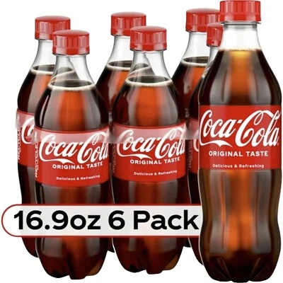 Coke Original Coca Cola Soda Pop Pack of 6 16.9oz Bottle Soft Drinks Soda