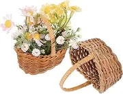 Toyvian 2pcs Miniature Woven Baskets Rattan Storage Containers for Floral Arrangements Decor for Rustic Home Decor and Picnic Use