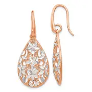 Sterling Silver Rose Gold-Toned Polished Textured Earrings