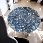 30" Round Labradorite Stone Coffee Table Handmade Cafeteria Countertop Home Deco