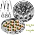 Stainless Steel Escargot Plates 12 Compartments Snail็Dish w/ Escargot Tong 7.5"