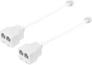 uxcell 2 Pack Phone Jack Splitter, RJ11 6P4C Telephone Line 2 Way Splitter Adapter for Landline, 0.55ft, White
