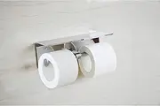 Stainless Steel Double Toilet Paper Holder Towel Roll Tissue Rack Storage Shelf