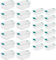 15 Qt Stackable Storage Box with Latching Lid, 12 Pack Bundled with 6 Qt Plastic