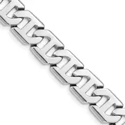 Solid 14K White Gold 20 inch 8.5mm Hand Polished Fancy Link with Box Catch Clasp Chain Necklace