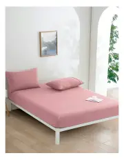 [Dreamaker] Micro Flannel Combo Fitted Sheet Set in Pink Pearl