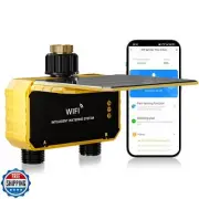 Smart WiFi Water Timer 2 Zone No Need Gateway, Solar WiFi Sprinkler Valve Tim