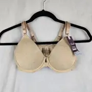 Playtex Size 14B Front Closure Comfort Bra Foam Cups Nude BNWT